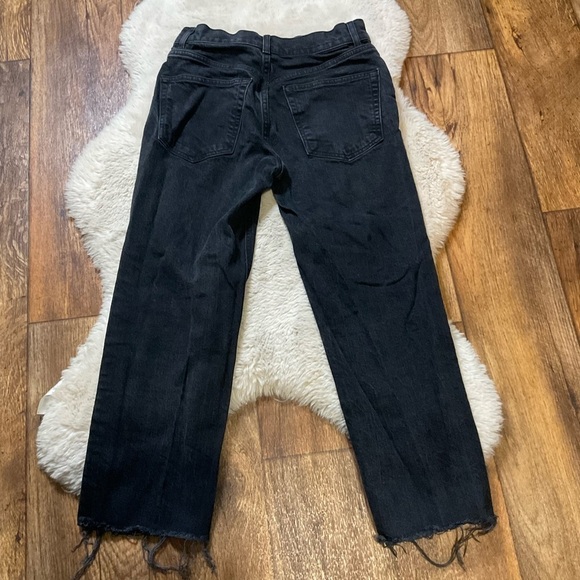 ASOS Design Crop Raw Hem Black Denim Jeans Size 28 Hi Rise - Picture 7 of 9